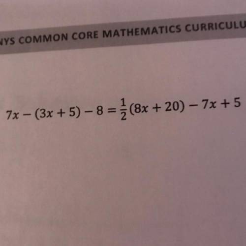 7x-(3x+5)-8=1/2(8x+20)-7x+5