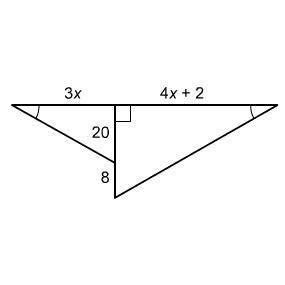 Assessment started: undefined.

Item 1
The two triangles are similar.
What is the value of x?
Ente