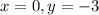 x = 0 , y = -3