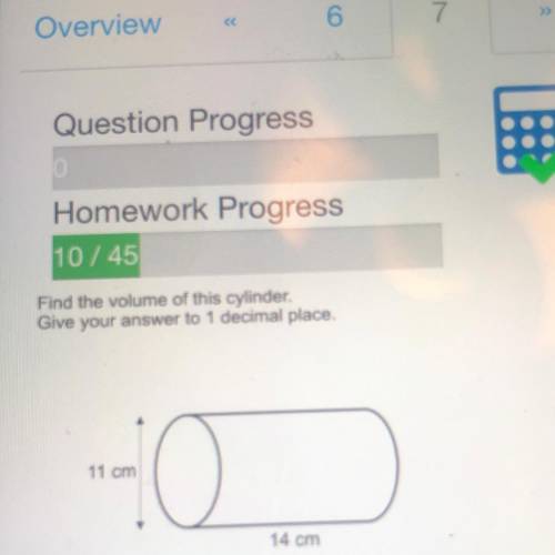 Find the volume of this cylinder.

Give your answer to 1 decimal place.
11 cm
io
14 cm