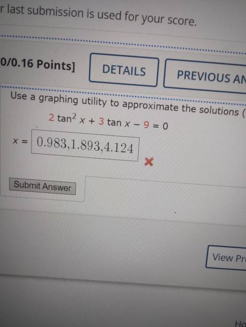 excuse graphing utility to approximate the solution to three decimal places of the equation and int