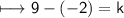 \begin{gathered}\\ \sf\longmapsto 9-(-2)=k\end{gathered}