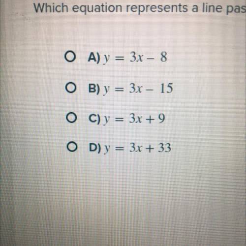 Which equation reprints a line passing through the point (8,9) with a slope of 3