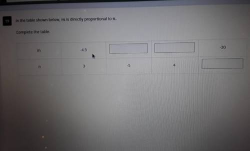 In the table shown below, m is directly proportional to n. Complete the table .

NO LINKS PLEASE!!