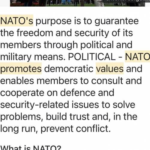 What type of values does NATO promote?