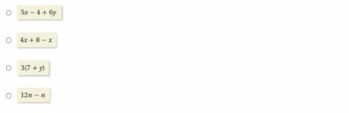 Which algebraic expression is in simplest form? Explain.

The expression chosen is in the simplest