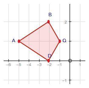Kite ABCD is translated (x − 2, y + 3) and then rotated 90° about the origin in the counterclockwis