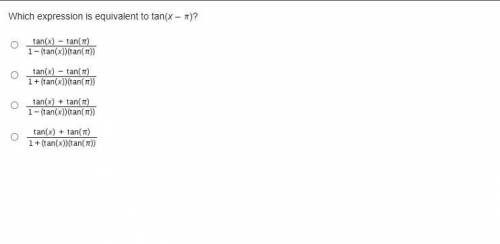 Which expression is equivalent to tan(x – Pi)?