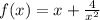 f(x) = x + \frac{4}{x^2}