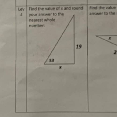PLEASE HELP!! “Find the value of x and round you answer to the nearest whole number:”