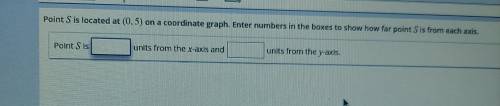 Point S is located at (0.5) on a coordinate graph. Enter numbers in the boxes to show how far point