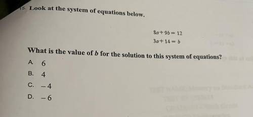 System of equation
Value of b