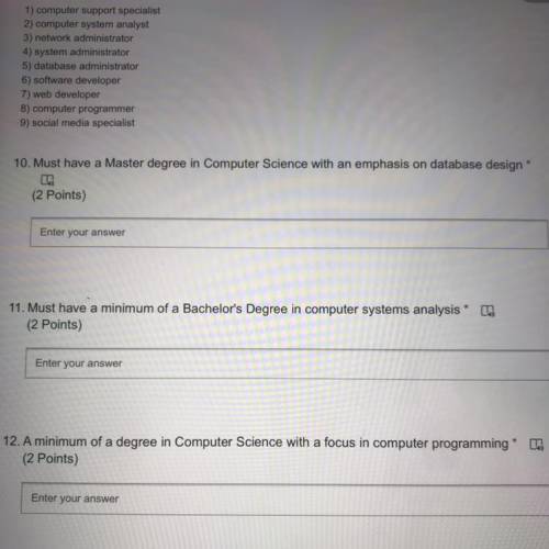 Help!! 
the 9 that are way at the top at my answer options)