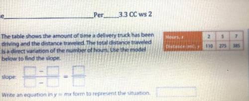 The table shows the amount of time a delivery truck has been driving and the distance traveled. The