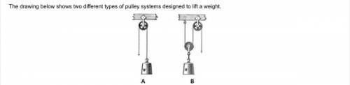 Please help me

In pulley system A, the end of the rope must be pulled 10 cm downward in order to