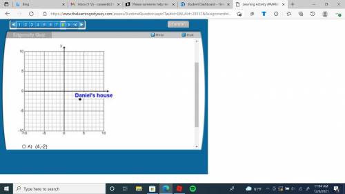 Daniel’s house is identified by the point on the coordinate grid. If he went three units west and t