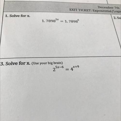 Solve for x . Help me solve them