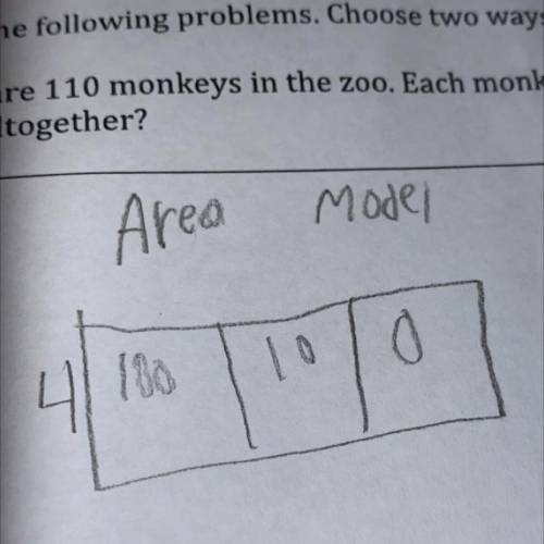 110 divided by 4 using area model.