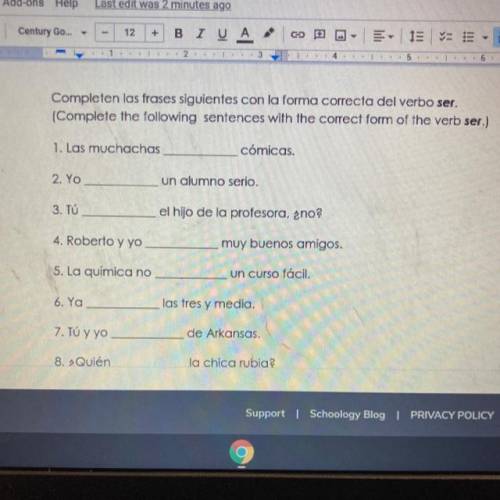 Can someone please help me with my Spanish work this is for a major grade . Thank you