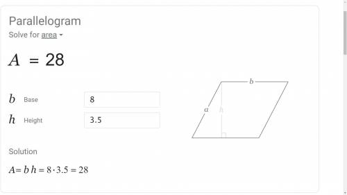 If the base of the parallelogram is 8 and the perimeter is 28 then what is the area?