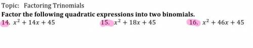 Solve. Factor the following into two binomials.