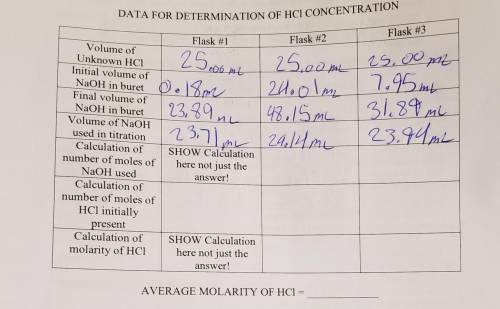 I want to know how to calculate the number of moles of NaOH that were used and the calculation of m