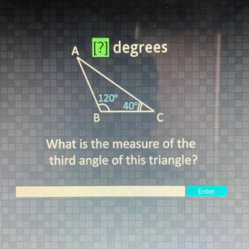 What is the measure of a third angle of this triangle

Please explain how to solve in a easy way