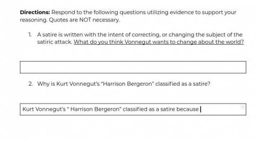 I need help with these question of the Short Story of Kurt Vonnegut’s “Harrison Bergeron”.