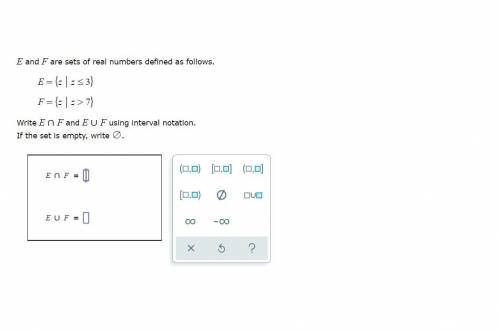 E and F are sets of real numbers defined as follows