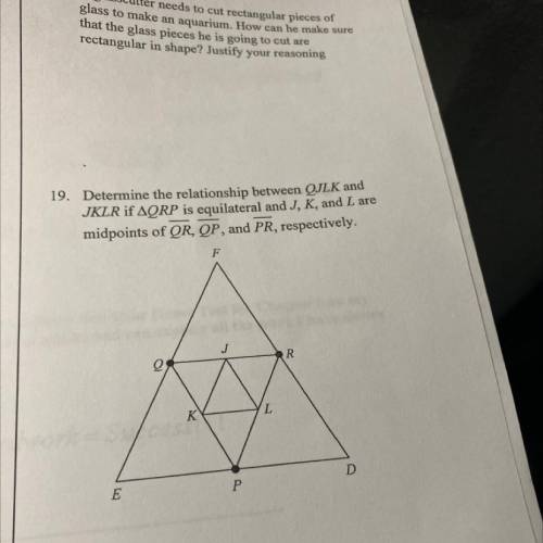 28. Determine the relationship between QJLK and JKLR if AQRP is equilateral and J, K, and L are mid