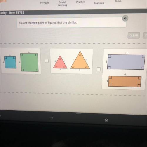 Select the two pairs of figures that are similar