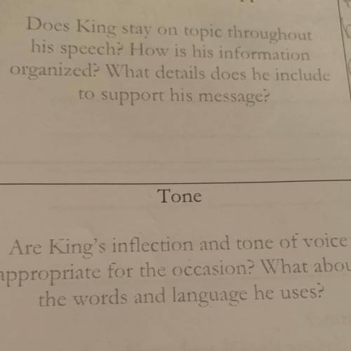 Are King's inflection and tone of voice

appropriate for the occasion? What about
the words and la