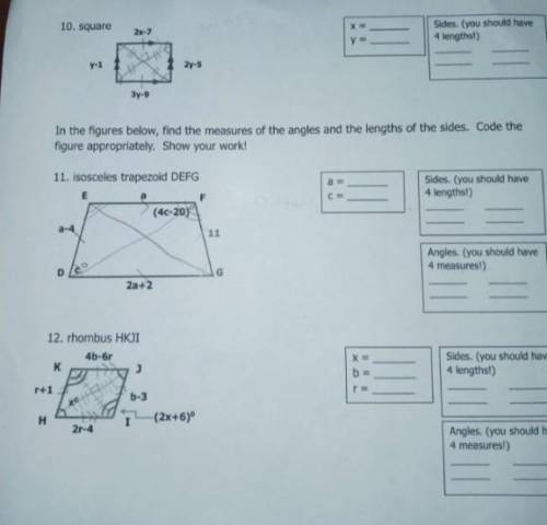 How would I set these up to find the values of the variables? I know that I need to set them equal