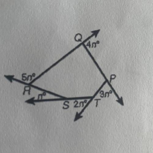 Find the value of n in pentagon PQRST?