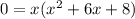 0=x(x^2+6x+8)