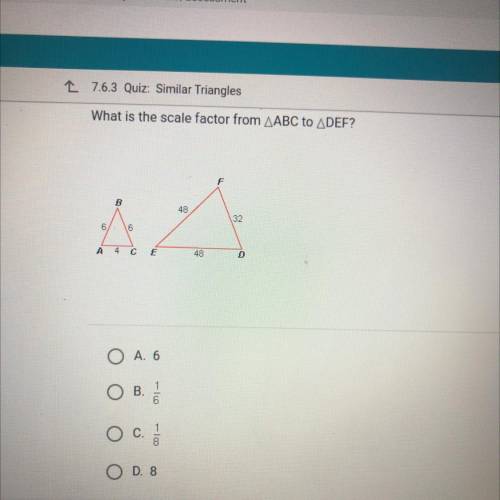 What is the scale factor from AABC to ADEF?