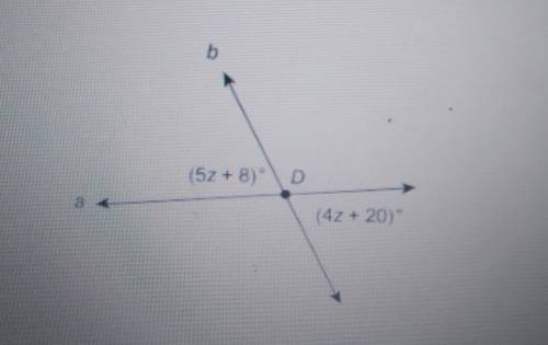 The lines a and b intersect at point D. What is the value of z? Enter your answer in the box

z=?