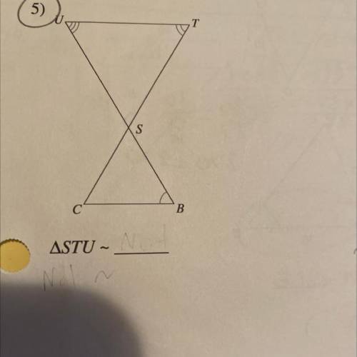 State of the triangles in each pair are similar. If so, state how you know they are similar ( angle