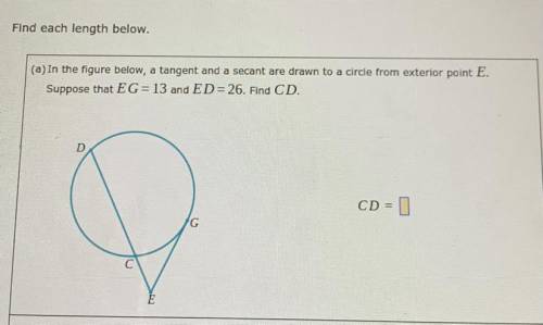 In the figure below, a tangent and a secant are drawn to a circle from exterior point E.

Suppose