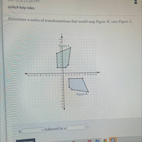 Determine a series of transformations that would map Figure k onto figure L