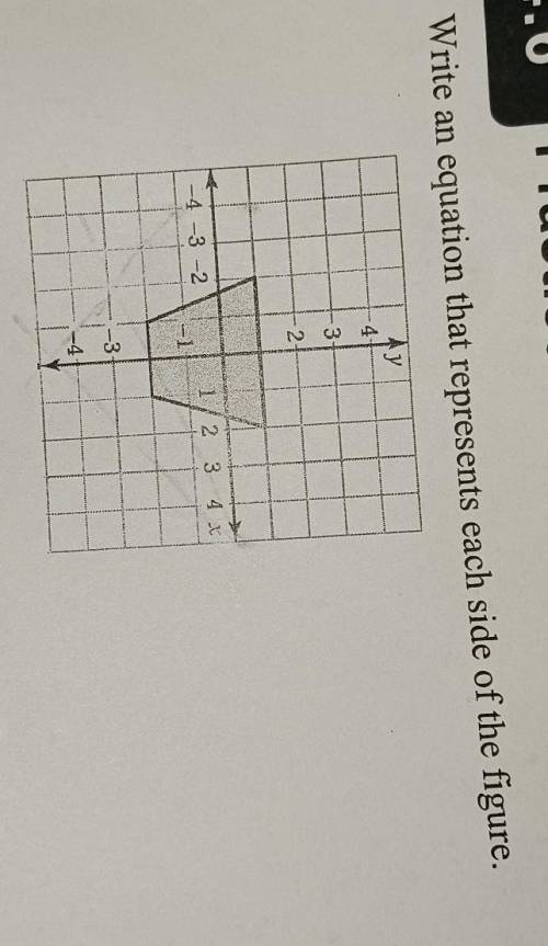 1. Write an equation that represents each side of the figure. y 4. 3 2 4-3-2 1/2 3 4 -1 -3