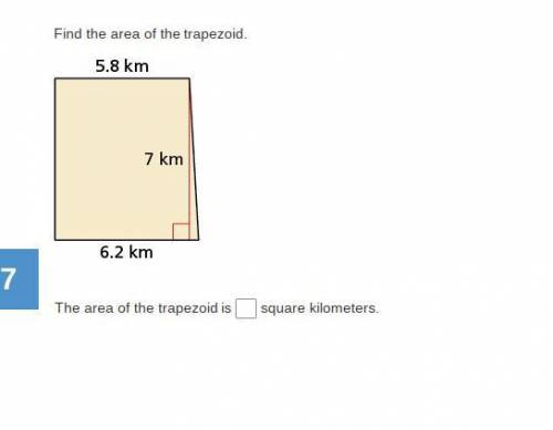 Find the area of the trapezoid.

The area of the trapezoid is 
square kilometers.
