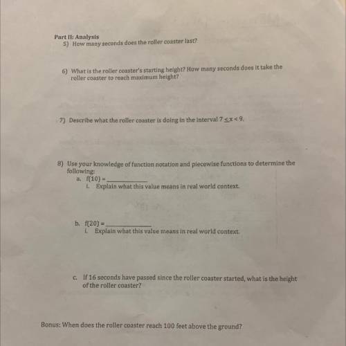 Roller coasters - project investigate piecewise functions 
Need help