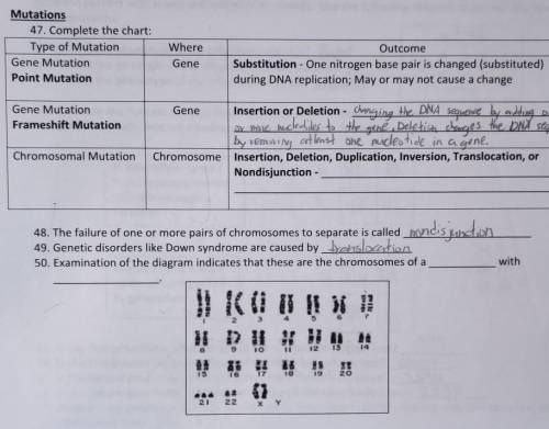 Can you help me fill the blanks? it is biology mutation