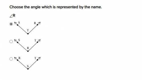 Choose the angle which is represented by the name.
R