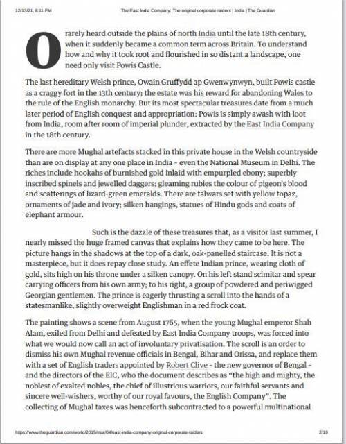 1. What was the relationship between the East India Company (EIC) and the British government? How w