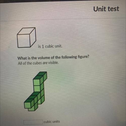 What is the volume of the following figure?
All of the cubes are visible.
cubic units