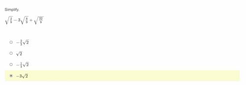 Simplify √2/9 - 3√8/9 + √32/9
