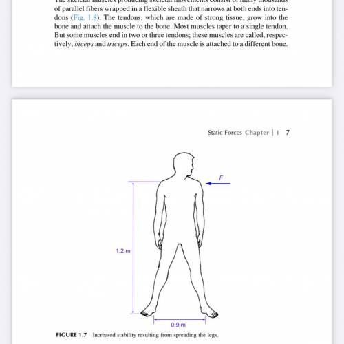 a) Explain why the stability of a person against a toppling force is increased by spreading the leg