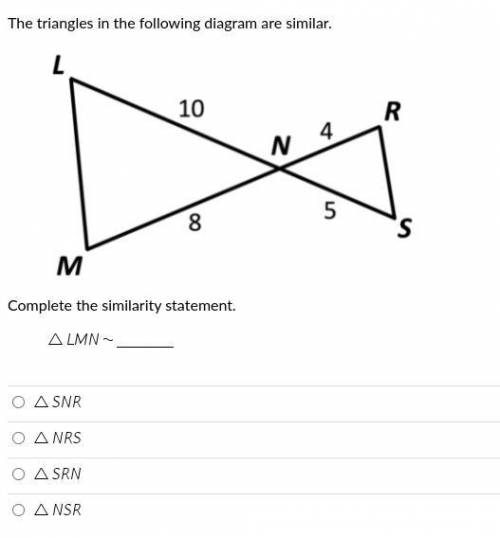 Complete the similarity statement.